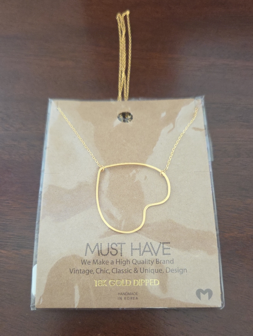 Must Have Gold Asymmetric Heart Outline Necklace